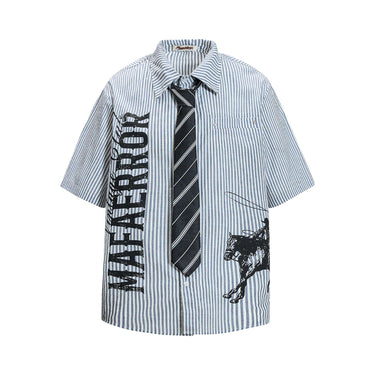 Western denim printed short sleeved shirt