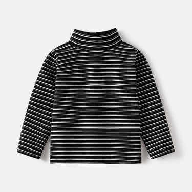 Long Sleeve T-Shirt for Boys, High Neck, Warm Fleece Material Kids' Basic Layering Top