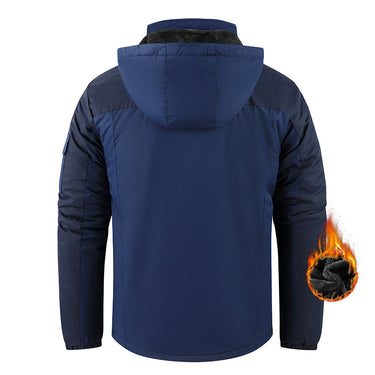 Autumn and Winter New Warm Cotton Jacket for Men, Fleece-Lined Thickened Outdoor Large Size Cross-Border Hooded Coat Thick Version