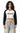 AI-generated adult model simulation — Olvaxe women's crop sweatshirt — Beige with Black — pose01