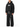 AI-generated styling simulation: Olvaxe black contrast-stitched sweatpants on model, cropped front view. Pants only; hoodie sold separately.