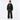AI-generated styling simulation: full front view of black Olvaxe sweatpants. Pants only; matching hoodie sold separately; shoes not included.