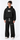 AI-generated styling simulation: close full-length front view of black Olvaxe contrast-stitched sweatpants. Pants only; matching hoodie sold separately; shoes not included.