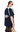 Olvaxe RT0008 Navy Blue rear three-quarter on the official product model; AI-styled simulation with generated missing head detail, simulated garment recolor and simulated print