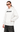 Olvaxe UT0316 oversized piping fleece hoodie in White, front view, black chest wordmark — AI-generated selected model preview