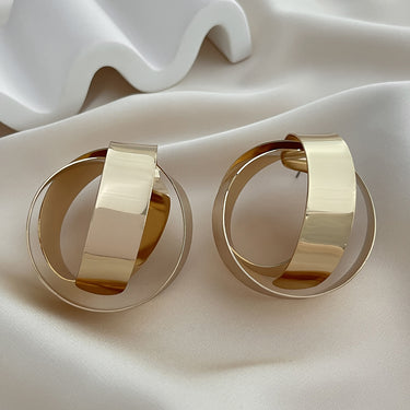 Ins style geometric winding earrings punk style autumn hot selling metallic earrings