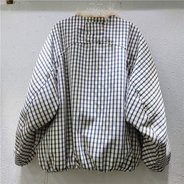 Winter New Item Fur Collar Stripe Contrast Color Cotton-padded Coats For Women Loose Warm Jackets Female