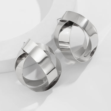 Ins style geometric winding earrings punk style autumn hot selling metallic earrings