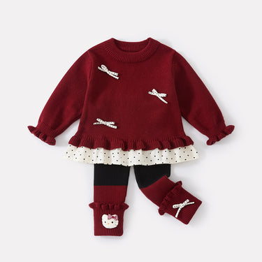 Color-Blocked 3D Cartoon Bottoms Set for Toddler Girls Two-Piece Outfit