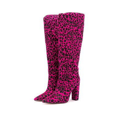 Zebra Pattern Knee High Boots Women Imitation Horse Hair Suede Boots 11 Cm Round Heel Boots Spring Autumn New Arrival High Boots