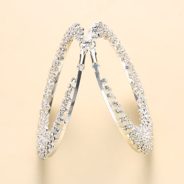 INS blogger's fashionable round hollow earrings, European and American rhinestone geometric earrings manufacturer direct sales earrings