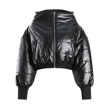 Small niche short bread jacket with multiple wearing styles and plush cotton jacket with large collar design