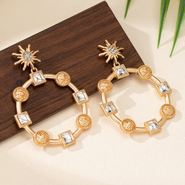 Retro court style exaggerated geometry Qingdao matte earrings