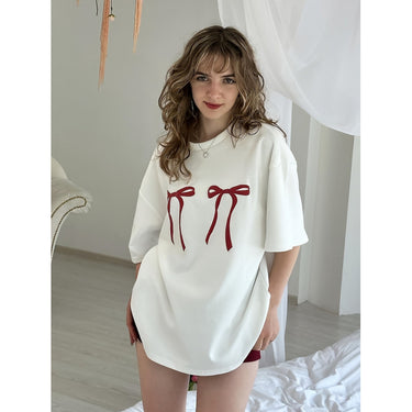 Loose bow print top