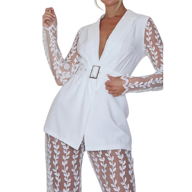 Lace floral long sleeved top and flared pants set