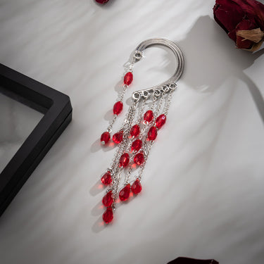 Gothic style blood stained crystal pendant with ear hooks, no ear holes, exaggerated blood drop earrings, ear clips for women
