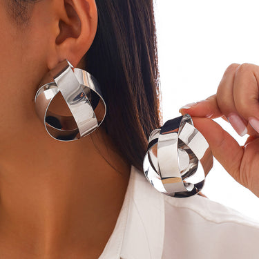 Ins style geometric winding earrings punk style autumn hot selling metallic earrings