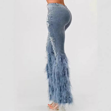 Fashion Casual Jeans with Beaded Long Tassels for Women