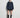 Women's Denim Coat Patchwork Buckle Waist Irregular Single Breasted Long Sleeve Navy Blue Jackets Winter New Fashion
