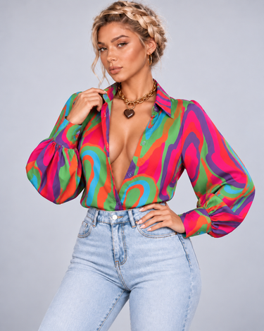 Autumn New Temperament Casual Printing Long Sleeve Loose Women's Shirt (Copy)