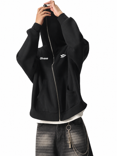 OLVAXE black hoodie — model pose 3, illustrative mockup