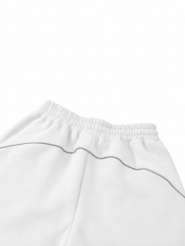 Olvaxe piping fleece barrel leg sweatpants in White - AI-recolored product detail simulation - rear waistband and piping