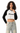 AI-generated adult model simulation — Olvaxe women's crop sweatshirt — Beige with Black — pose04