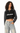 AI-generated adult model simulation — Olvaxe women's crop sweatshirt — Black with Dark Gray — pose05