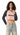 AI-generated adult model simulation — Olvaxe women's crop sweatshirt — Pink with Dark Gray — pose04