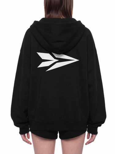 Olvaxe Chunky-Zip Hoodie — Black, AI-generated model simulation, pose 4