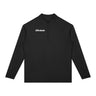Olvaxe MT0064 black quarter-zip, native front view with white right-chest wordmark