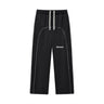 Native product mockup: Olvaxe black RK0033 contrast-stitched fleece sweatpants, front with white lower-thigh wordmark.
