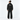 AI-generated styling simulation: back view of black Olvaxe sweatpants, no back logo. Pants only; hoodie and shoes not included.