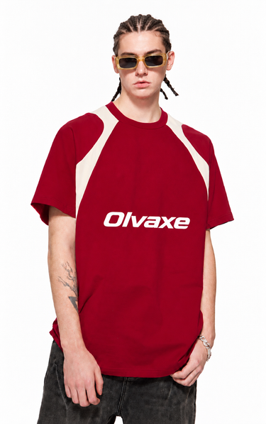 Olvaxe RT0008 Red front on the official product model; AI-styled simulation with generated missing head detail and simulated print